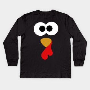 Thanksgiving Turkey Face Kids Long Sleeve T-Shirt